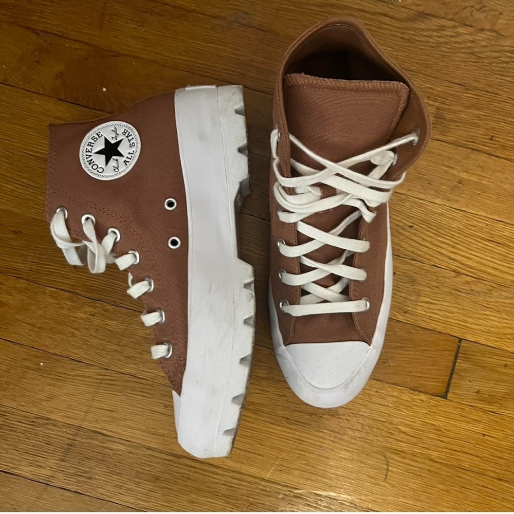 Converse brown high tops platform chunky sneakers chuck Taylor - Picture 2 of 3